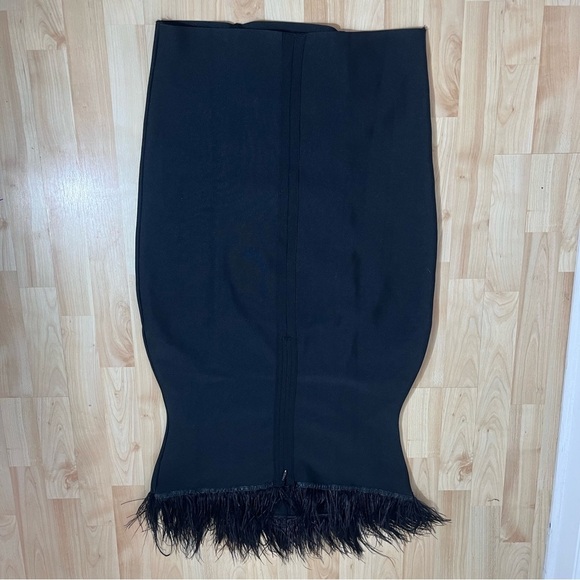 Fashion Nova Womens Black Body-con Feather Trim Above Knee Dress Size 1XL - Picture 8 of 8